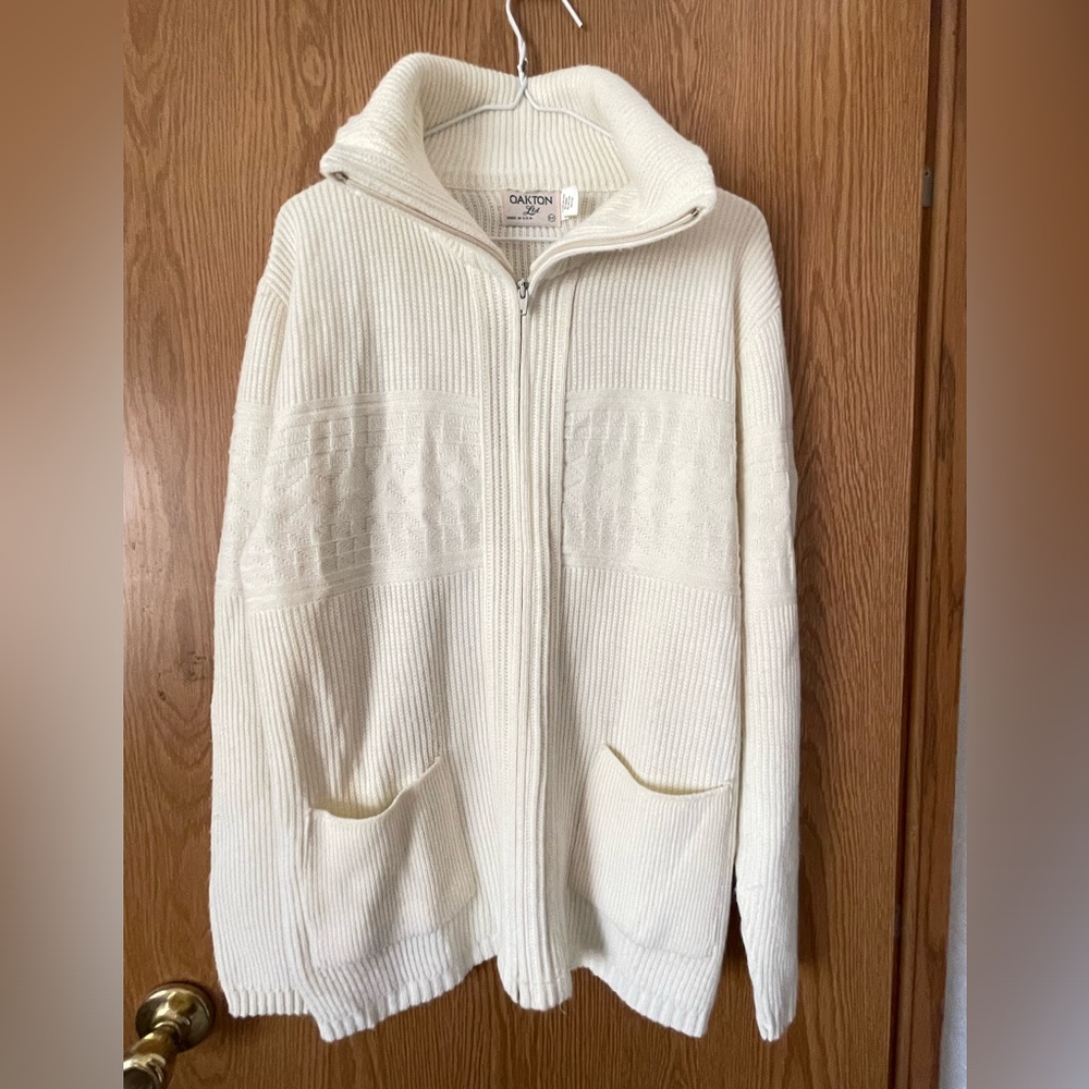 Vtg. OAKTON LTD ZIP UP MWNS SWEATER SZ -M
